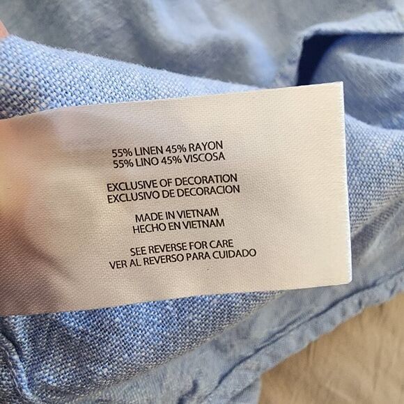 Orvis Classic Collection Linen Blend blue‎ long sleeve shirt mens size XXL - Picture 6 of 7